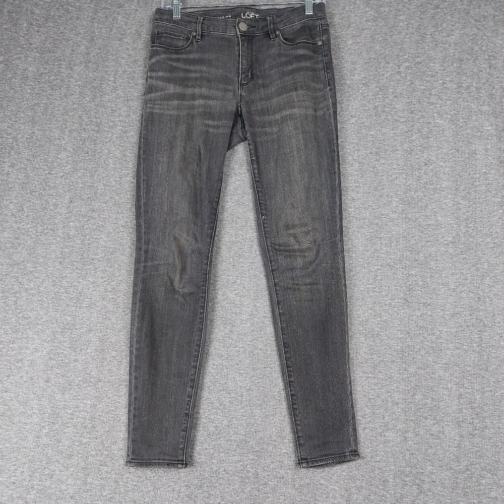 LOFT JEANS WOMENS FADED BLACK DENIM INDIE EDGY LEGGINGS SIZE 26/2